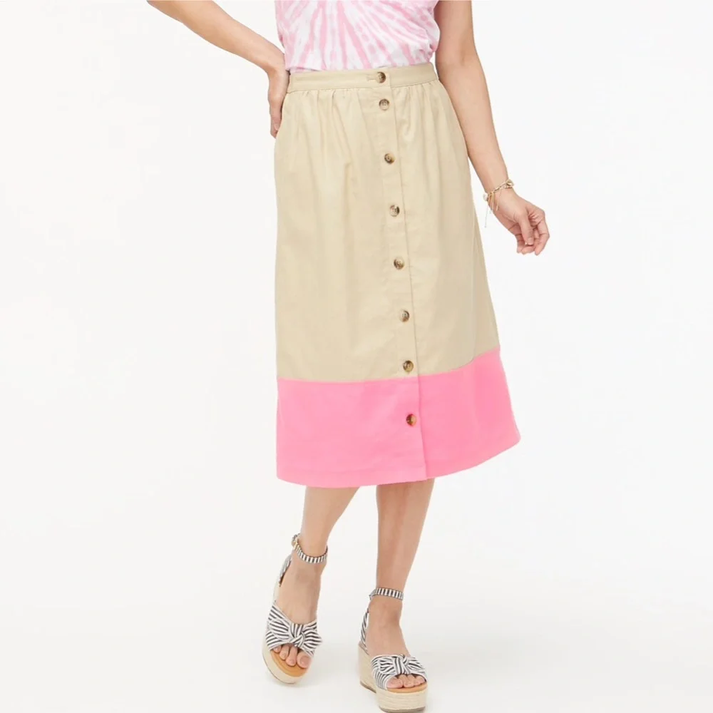 J.CREW Color Block Midi Skirt